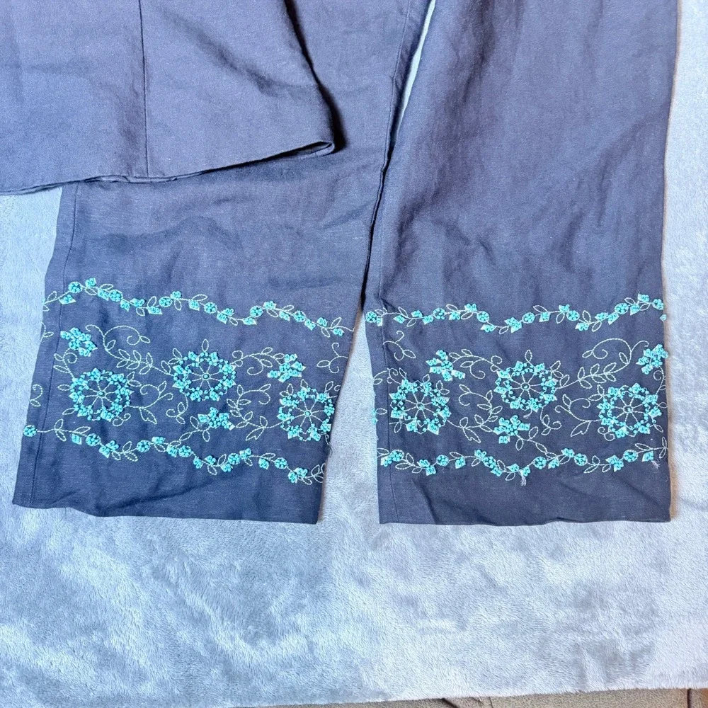Yves Cossette Depeche SZ 10 Vintage Beaded Floral Embroidered 2 Piece Pant Set